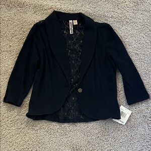 Black Lace-Trim Blazer
